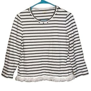 Kate Spade Stripe Fringe Knit Top Size Medium